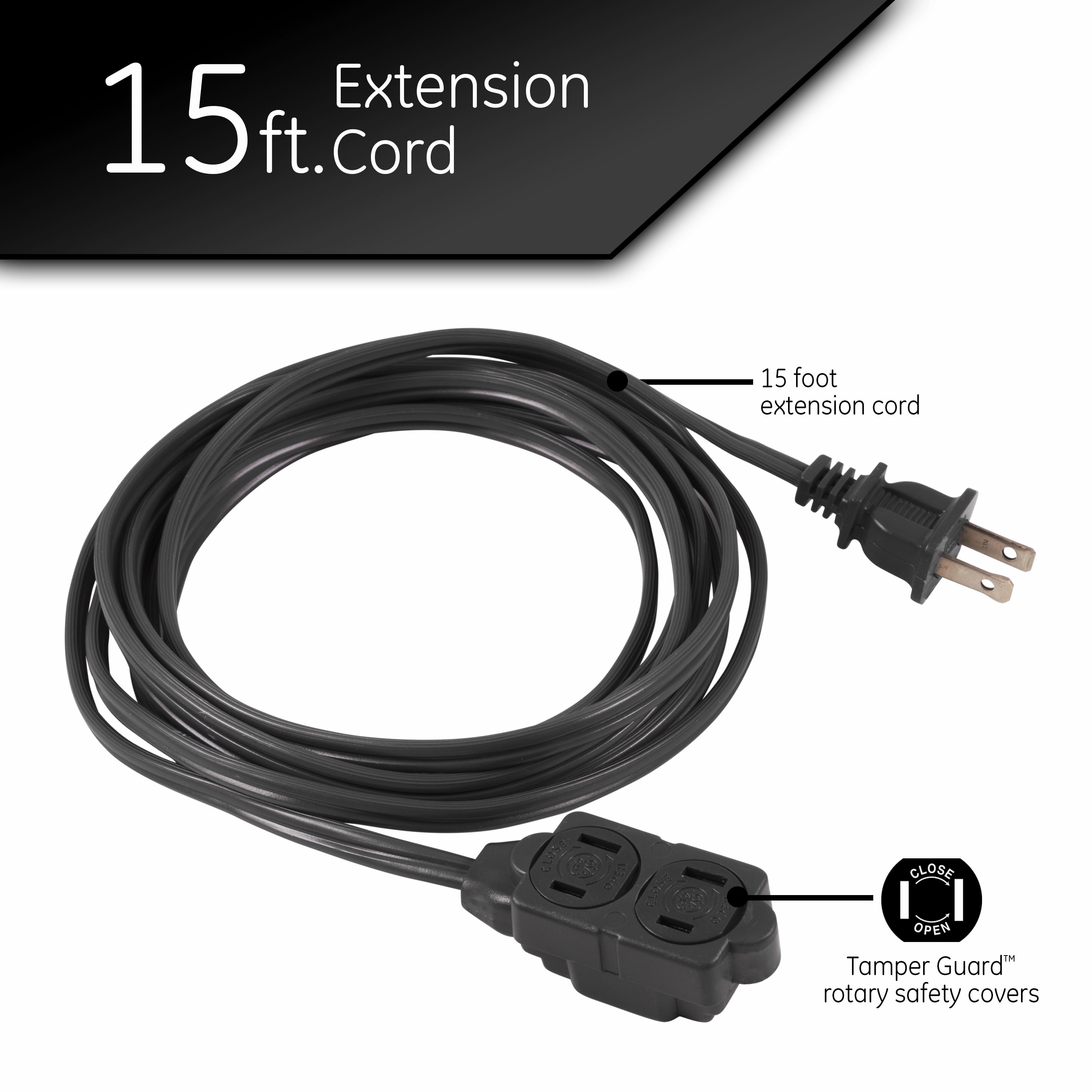 GE Extension Cord, Indoor, White, 9 Feet