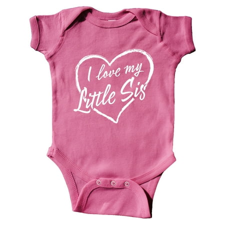 

Inktastic I Love My Little Sis in White Chalk Heart Gift Baby Boy or Baby Girl Bodysuit