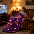 thumbnail image 6 of Halloween Throw Blanket,Halloween Blanket,Purple Throw Blanket,Orange Pumpkin Face,Soft Cozy Fall Blankets And Throws,Multiple Sizes, 6 of 8