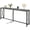 Grey, variant on 70 Inch Console Table with Outlets and -C Port, Extra Long Behind Couch Sofa Table with X-Shaped Design, Narrow for Entryway, Room, Frame, Wooden , Black