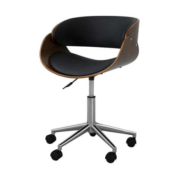 Teamson Home Curved Seat | Swivel Home Office Chair Black/Brown Valeria VNF-00098