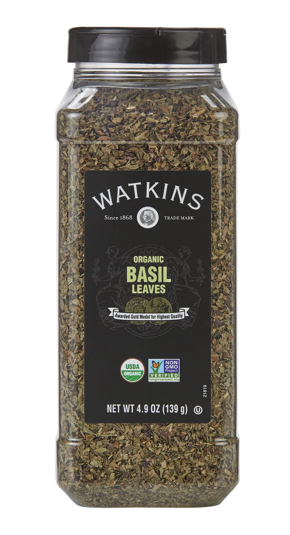 Watkins Gourmet Organic Spice Jar, Basil Leaves, 4.9 oz