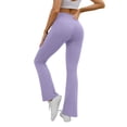 thumbnail image 4 of Women Flare Leggings Crossover Yoga Pants Tummy Control High Waisted Wide Leg Pants Petite Stretchy Casual Sweatpants, 4 of 6
