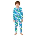 thumbnail image 4 of MAIHAN Easter Pajamas Kids Girls Pajama Boys Long Sleeve Top and Pants Set, Soft Sleepwear for Holiday Family Matching Loungewear(Blue,5-6 Years), 4 of 4