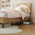 thumbnail image 2 of Tamaño individual marco de cama niños-forrado platform marco de cama con adjustable cabecero y LED light de madera slats support no necesita colchón base niños' room o nursery coffee, 2 of 7