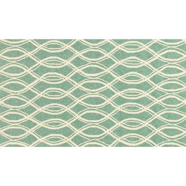 Loloi Venice Beach 3'6" x 5'6" Hand Hooked Rug in Turquoise and Ivory