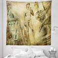 thumbnail image 1 of Italy Tapestry, Florence Art Collage Michelangelo David Renaissance, Fabric Wall Hanging Decor for Bedroom Living Room Dorm, 5 Sizes, Pale Orange Mint Green, by Ambesonne, 1 of 1
