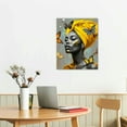 thumbnail image 2 of GOSMITH  African Canvas Wall Art Arican American Woman with Yellow Hair Colorful Butterfly Canvas Art Wall Decor Yellow Grey Decor for Living Room Bedroom Bathroom Home Decor Ready to Hanging, 2 of 4