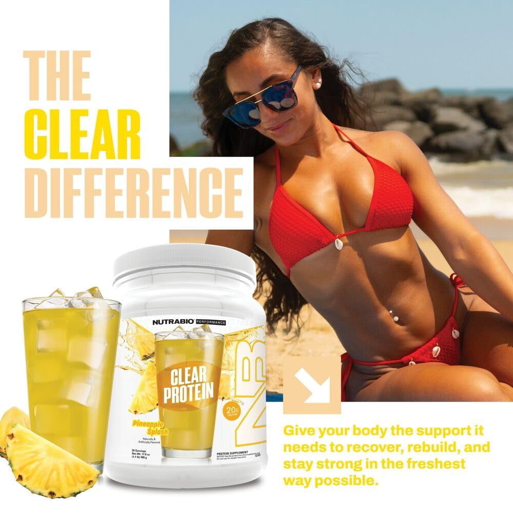 NutraBio Clear Whey Protein Powder Supplement - Pineapple Splash