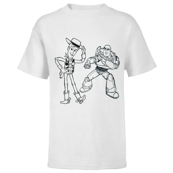 Disney PIXAR Toy Story Woody & Buzz Lightyear Sketch Book - Short Sleeve T-Shirt for Kids - Customized-White