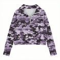thumbnail image 4 of Spazoro Girls Turn Down Collar Sweatshirts, Soft & Comfy Long Sleeve Half Zip Camouflage Fall Winter Tops for Girls Purple Size 7 T, 4 of 5