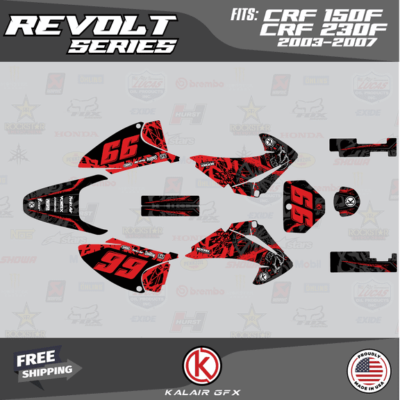 Kalair GFX Graphics Kit for Honda CRF150F (2003-2007) Revolt Series