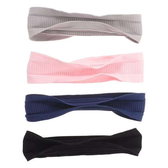 STOBOK Breathable Moisture-Wicking Athletic Headbands, Assorted Color, 4Pcs