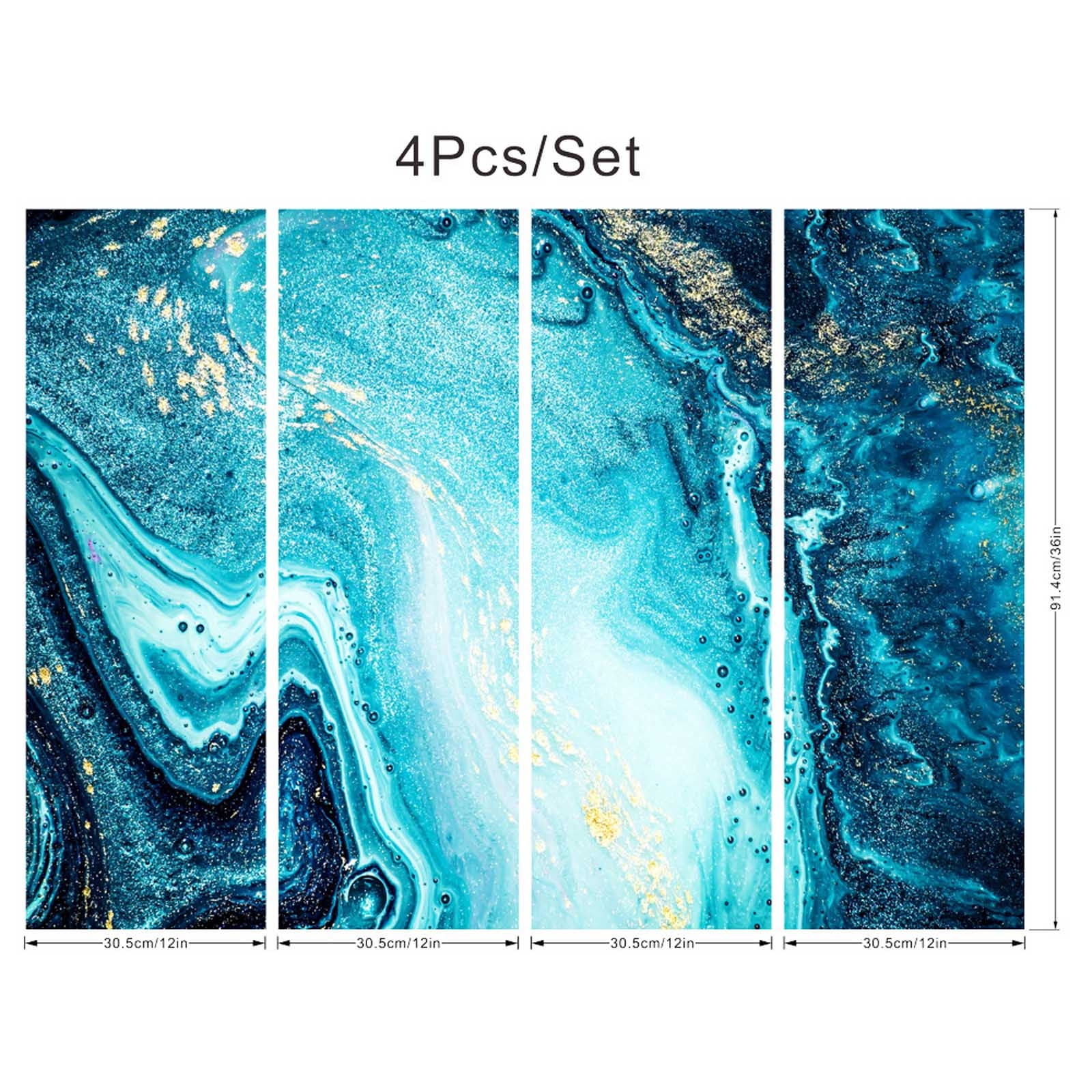 4Pcs Marble Magnetic Locker Decor Stickers, Removable Aesthetic Abstract Blue Gold Cabinet Decals for School Student Locker Organizer Decor