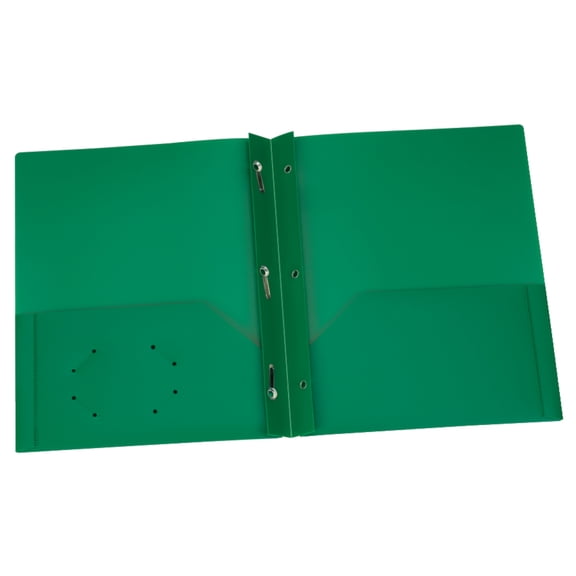 Oxford Green Poly Two Pocket Portfolio with Prongs, Pack of 25