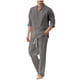 thumbnail image 2 of Ceisia Men's Loose Fit Pre-Shrunk Linen Stand-Up Collar Henley Top & Wide-Leg Pants Set | Beach Casual Two-Piece Outfit Gifts, 2 of 4