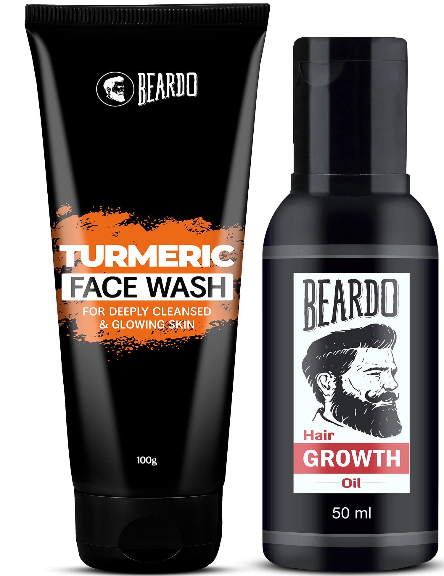 Beardo Beard & Hair Growth Oil (50ml) and Turmeric Facewash for Men (100g)  