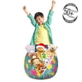 thumbnail image 3 of Flower Storage Toy Bag Chair, Retro Repetitive Pattern with Pink and Yellow Tone Roses on Striped Backdrop, Stuffed Animal Organizer Washable Bag, Large Size, Multicolor, by Ambesonne, 3 of 3