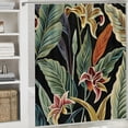 thumbnail image 6 of Orinice Tropical Shower Curtain Green Banana Leaf Floral Black Backdrop Exotic Vintage Jungle Plant Red Strelitzia Green Fabric Bath Curtains Bathroom Polyester with Plastic Hooks  60x72, 6 of 7