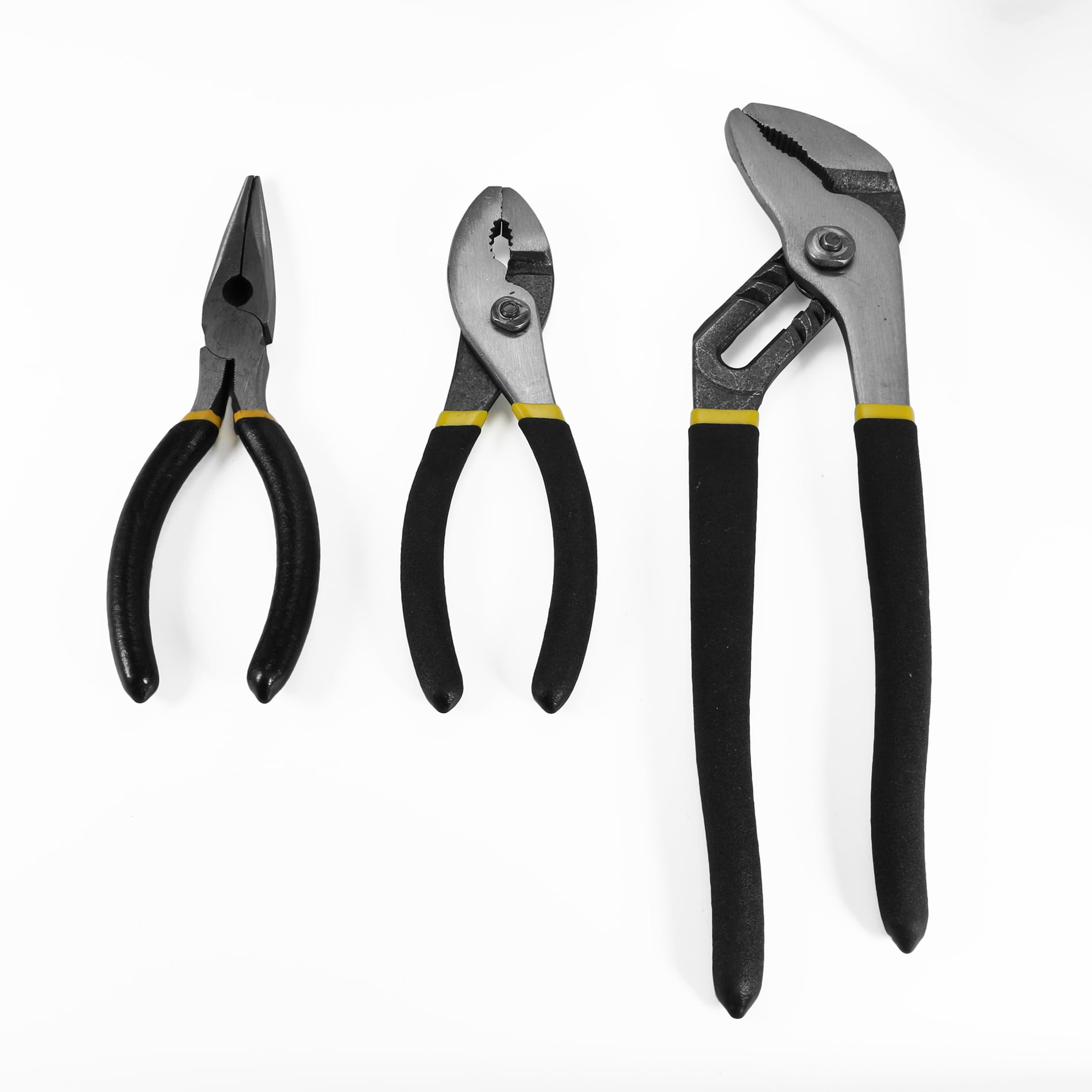 FAS 3 PIECE PRO PLIER SET,6"long Nose,6"Slip Joint Pliers,10"Water Pump