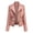 Pink, variant on Cropped Jacket Women Faux Leather Lapel Zipper Biker Short Coat