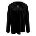thumbnail image 3 of Quarter Zip Pullover Women 2025 Fall Winter Long Sleeve Plain Hoodie Hooded Sweatshirt Pullover Tops, 3 of 6