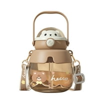 Btomtd 28.8oz Large Capacity Plastic Mug with Straw, Portable Tumbler and Water Cup with Unique Pattern, Big Volume Student Water Bottle for Everyday Use, Brown