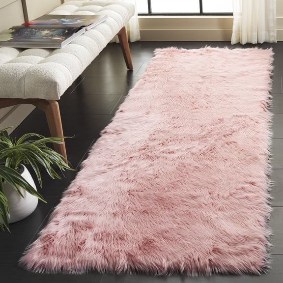 Safavieh Faux Sheep Skin Vesna Solid Runner Rug, Pink, 2'6" x 8'