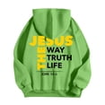 thumbnail image 5 of QHFBli Men's Pullover Hoodie Mens God Print Casual Hooded Sweatshirt Long Sleeve Pullover Comfortable Daily Wear Streetwear Fashion Green XL, 5 of 5
