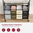 thumbnail image 3 of Laundry Sorter Cart with Hanging Clothes Rack, 4 Butler Sorter Basket Organizer, Laundry Hamper Cart with Heavy Duty Rolling Lockable Wheels, 4 Colors, 3 of 14