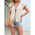 thumbnail image 4 of Women's Crochet V-Neck Short Sleeve Boho Spring Lightweights Tie Front Cardigan for Beach Summer Color XL, 4 of 10