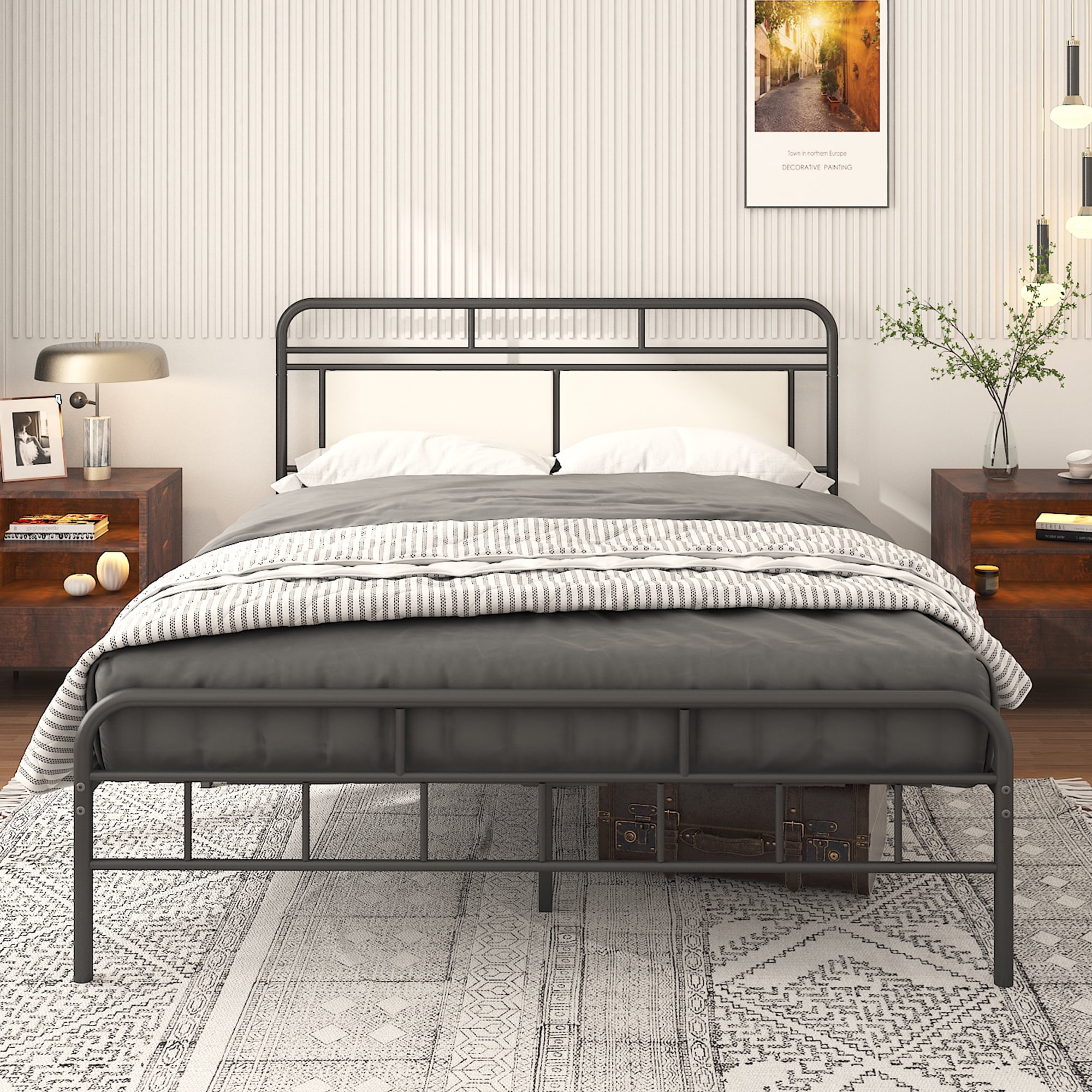 Buy uhomepro Metal Bed Frame Queen Size with Vintage Headboard and