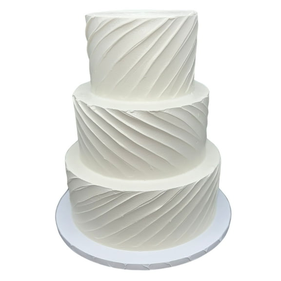 3 Tiered Fake Cake - 12'' Ivory Textured Angles for Event Planners & Wedding Coordinators,  6”,  8”, 10” inch Tiers Perfect for Cake Decorations & Wedding Cake Toppers, Made in USA