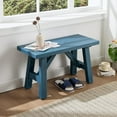 thumbnail image 6 of 30" Farmhouse Entryway Bench, Rustic Solid Wood Dining Room Bench Small Entryway/Hallway Bench for Indoors Entry Way Seating for Living Room, Hallway, Porch, Easy Assembly, Blue, 6 of 17