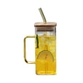 thumbnail image 2 of Dvkptbk glass cup Exquisite 400ml Glass Cup with Lid and Straw Drinking Glasses Home Beer Cup Iced Coffee Tumblers Milk Mug Beverage Cups Practical, 2 of 7