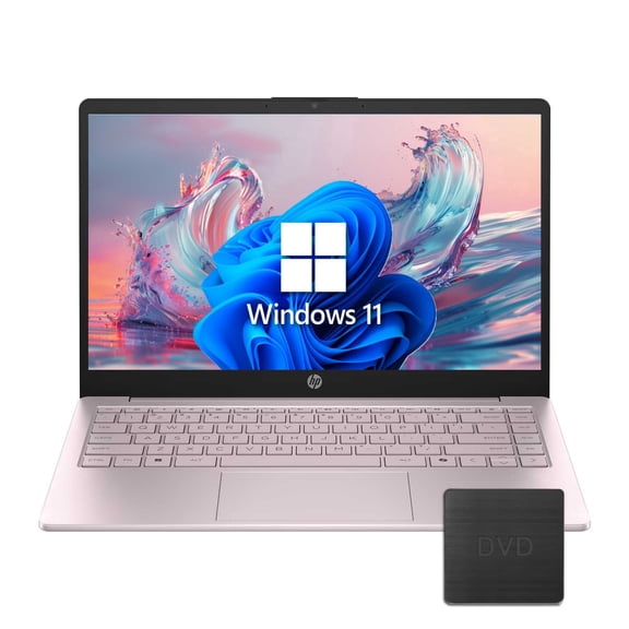 HP 14 Laptop Ultra Thin & Light, Win11 Office 365(1-Year), Intel N150 Processor, 8GB RAM, 128GB Storage (Pink) with Free Accessories