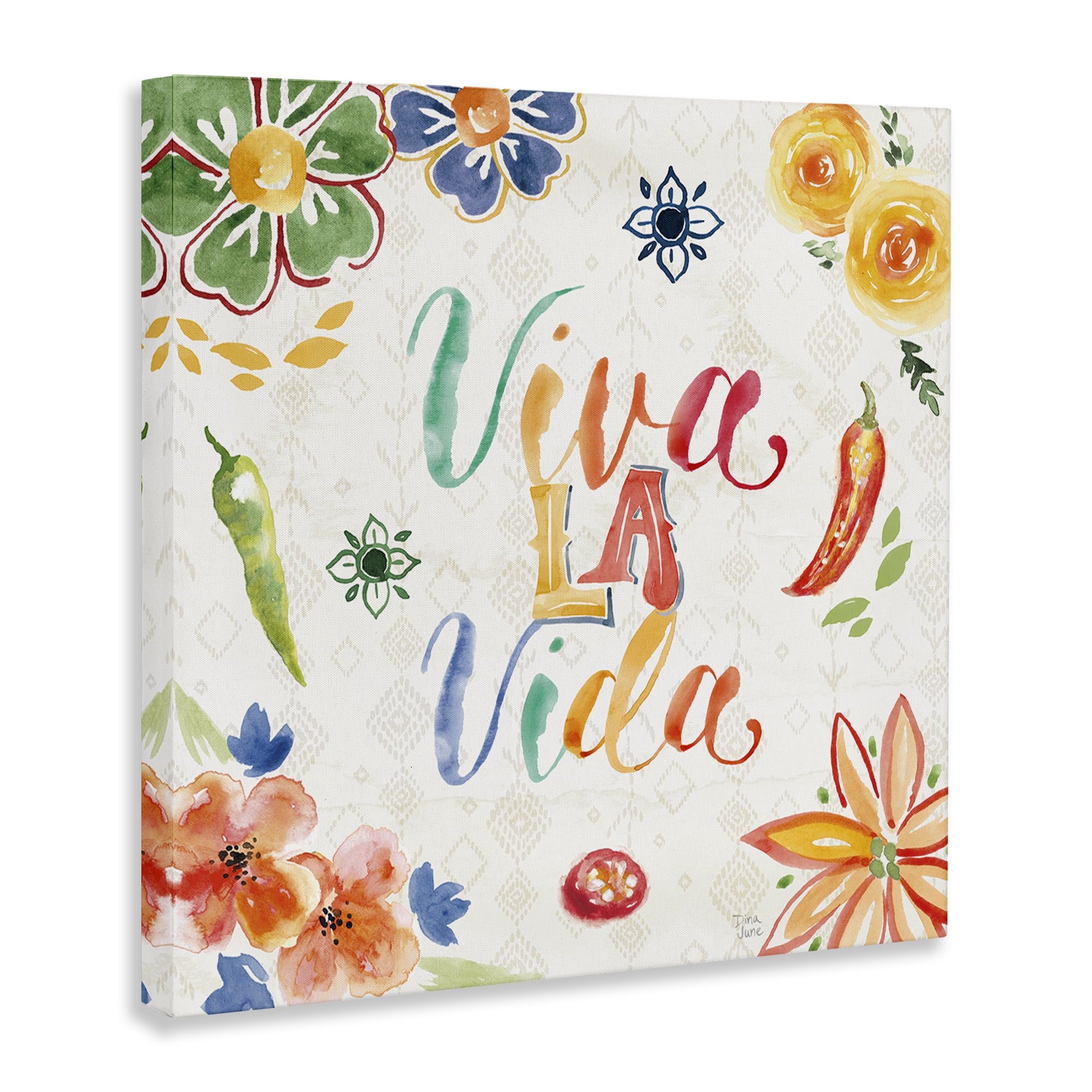 Stupell Industries Viva La Vida Celebración Inspirational Quotes & Sayings Painting Wrapped Canvas Art Print Wall Art, 30 x 30