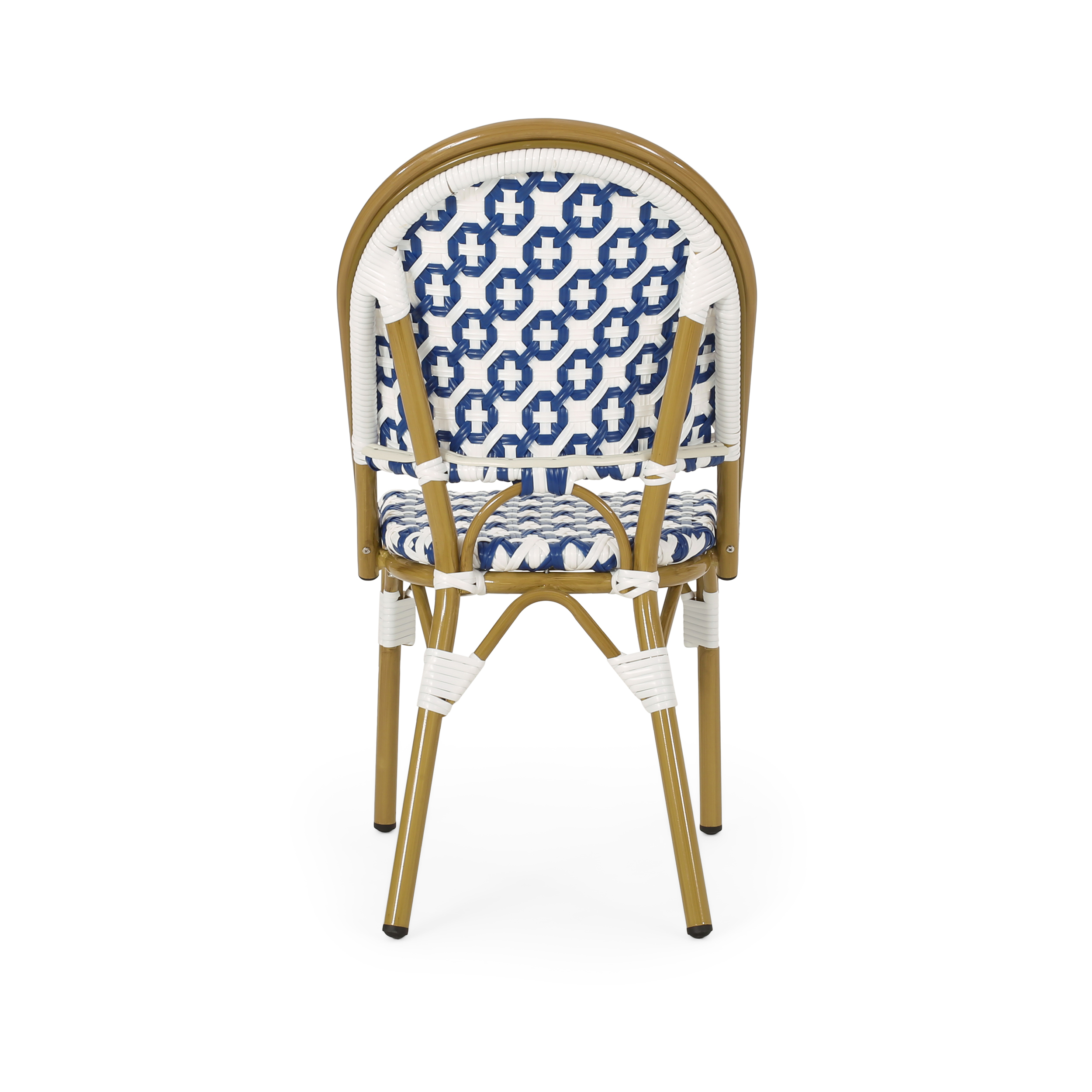Brandon Outdoor French Bistro Chair, Set of 2, Blue, White, Bamboo Finish - image 4 of 8