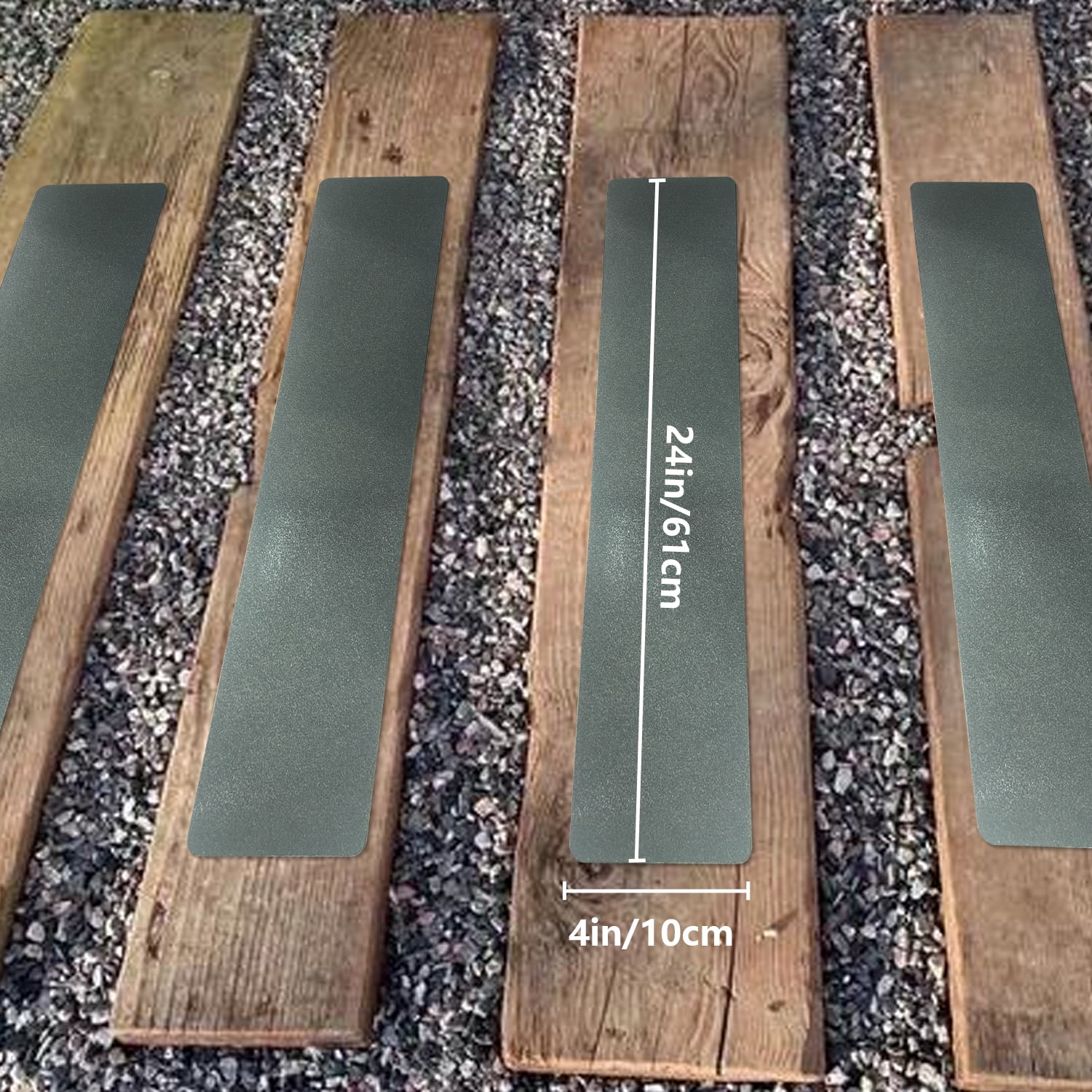 Kaskawise Outdoor Stair Treads Non-Slip Weather Resistant,4" x 24" 15 Pack, Pre-Cut Anti Slip Step Strips, Waterproof Grip Tape for Stairs Steps Staircases, Grey