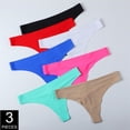thumbnail image 2 of Paquete de 3 unidades de ropa interior sin costuras de seda helada para mujer, Tanga Sexy de tiro bajo liso, bragas íntimas deportivas para mujer, S-XL Tan Jianjun unisex, 2 of 2