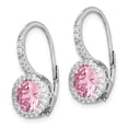 thumbnail image 2 of Primal Silver Sterling Silver Rhodium-plated Pink and White Cubic Zirconia Leverback Dangle Earrings, 2 of 5