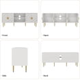 thumbnail image 3 of HLR 63'' White TV Stand for 65/70/75 inch TV, Entertainment Center with Storage Cabinets and Embossed Pattern Doors, Mid Century Modern Media TV Console Table for Living Room Bedroom, 3 of 14