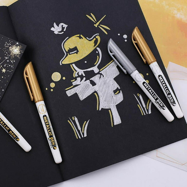 Toma Gold Silver Resin Drawing Pen Metallic Marker Pens Waterproof