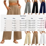 Pounoo Palazzo Pants for Women Elastic High Waist Button Accent Pants for Modern Chic Timeless Elegance Lightweight Airy All-Season Trousers Gift