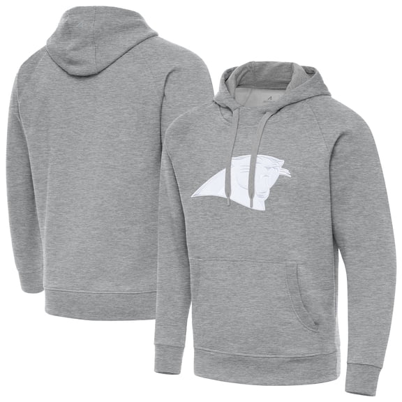Men's Antigua Heather Gray Carolina Panthers Victory Pullover Hoodie