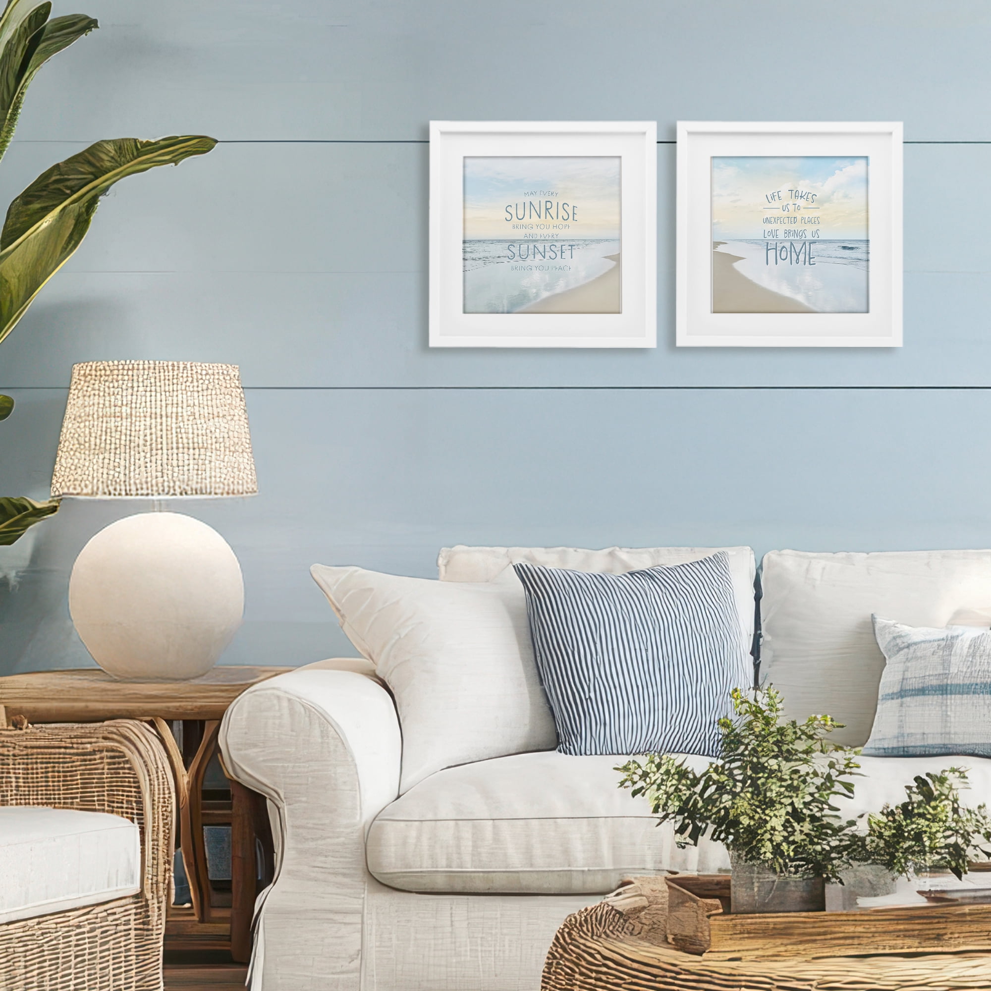 Stupell Industries Beautiful Beach Inspirations 2 Piece White Framed Print Under Glass Set, design by Natalie Carpentieri