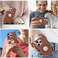 thumbnail image 4 of Decase Compatible with MagSafe Case for iPhone 11 Pro Max, Rugged Shockproof Luxury PU Leather Slim Logo View Classic Non-Slip Lightweight Protective Cover Case, brown, 4 of 8