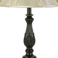 thumbnail image 3 of Turned Pedestal Style Metal Table Lamp with Pleated Shade, Dark Bronze- Saltoro Sherpi, 3 of 5