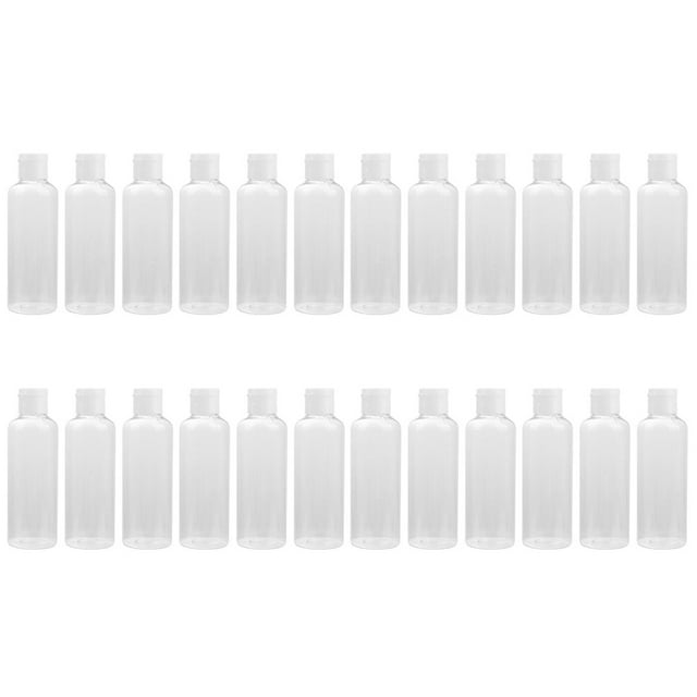 24pcs 50ml plastic empty bottles with refillable cosmetic toner lotion bottles, transparent and compact. Perfect for travel toiletry kits, storing lotions, makeup remover, shampoo, and other toiletries. Lightweight, leak-proof, and airline-approved.