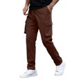 thumbnail image 2 of LWavelet Men's Cargo Straight Leg Joggers - Drawstring Waist Pocket Detail Comfortable Casual Daily Pants Brown M, 2 of 4